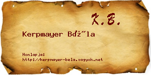 Kerpmayer Béla névjegykártya